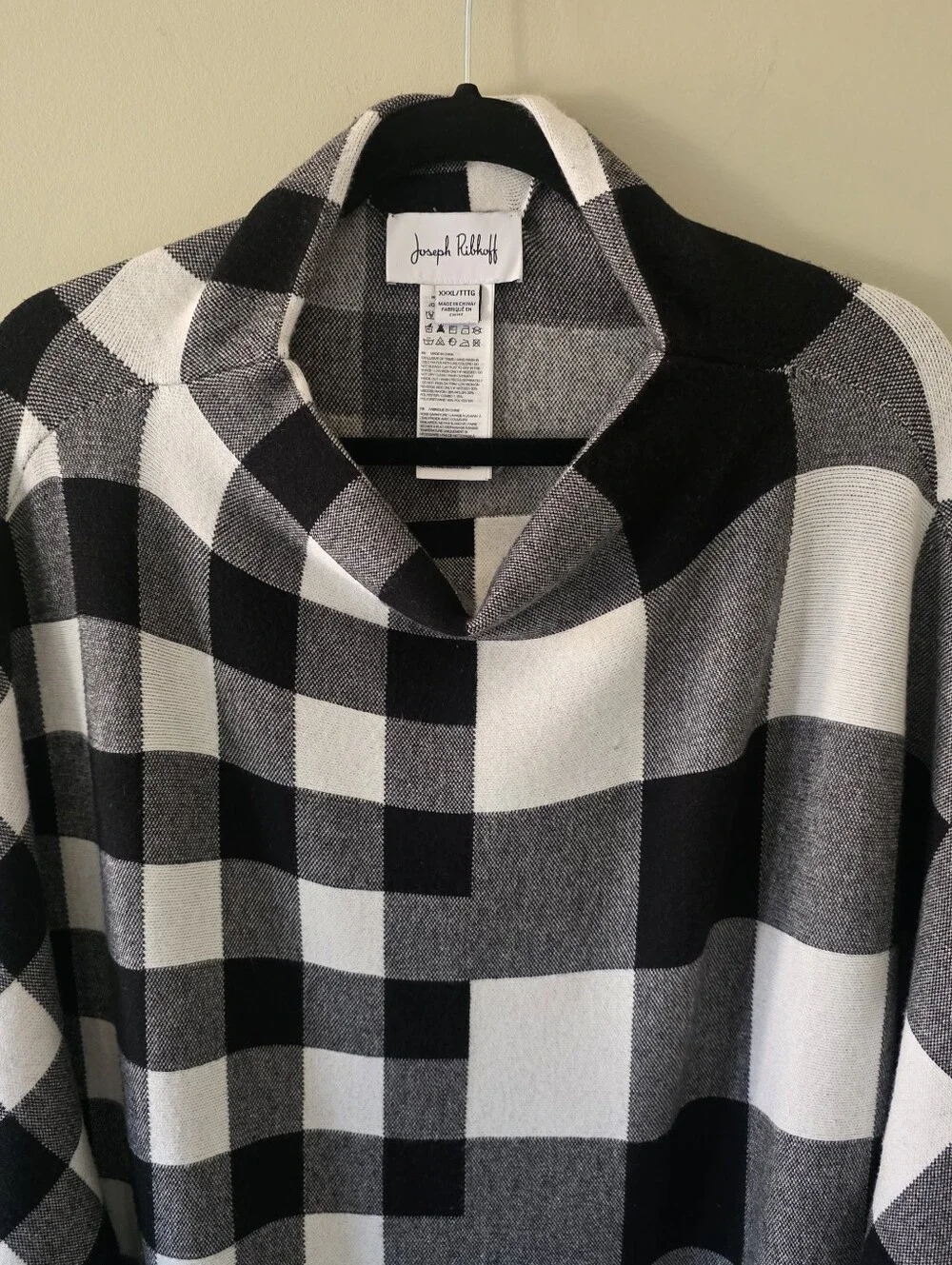 NWOT Joseph Ribkoff Buffalo Check Mock Neck Knit Poncho Size XXXL Contemporary